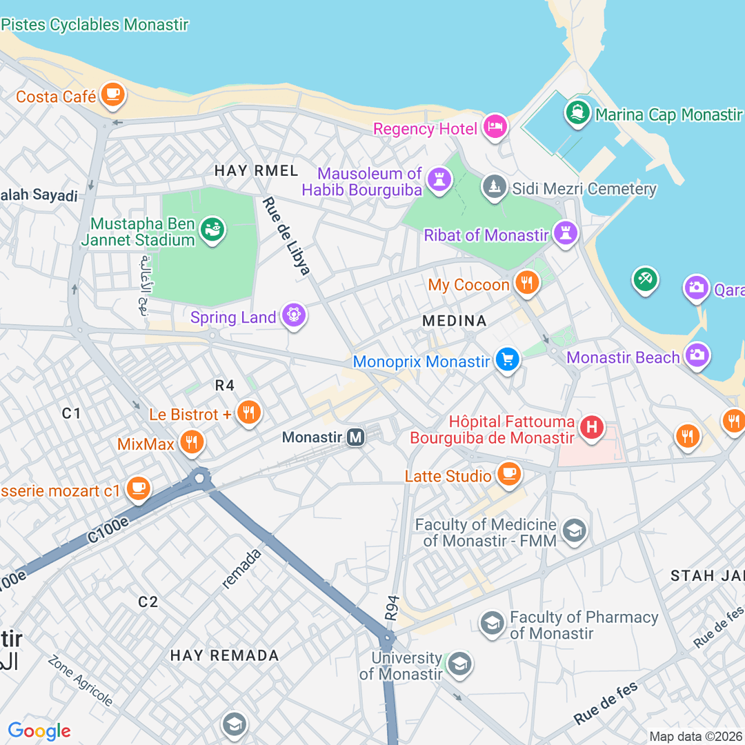 Carte des bornes Doctoline en Tunisie